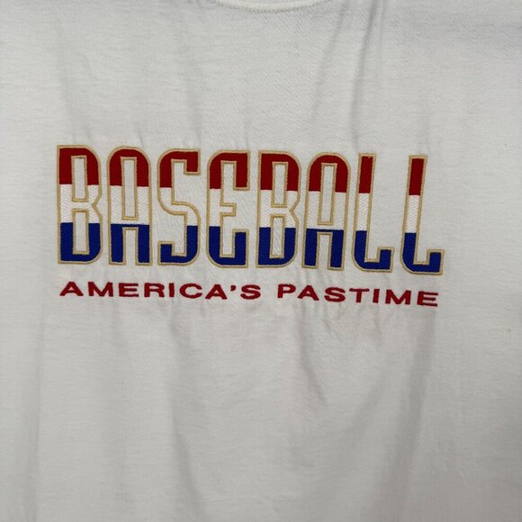 Nu Sport Mens VTG Baseball T Shirt Size XL White Embroidered Pastime Deadstock - Picture 4 of 16
